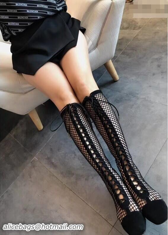 Low Price Dior Naughtily-D Laces Mesh Full Length Boots CD2309 Black 2019