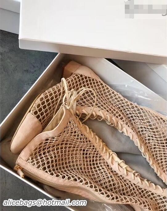 Super Dior Naughtily-D Laces Mesh Full Length Boots CD2309 Nude 2019