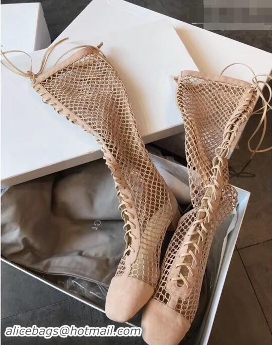 Super Dior Naughtily-D Laces Mesh Full Length Boots CD2309 Nude 2019