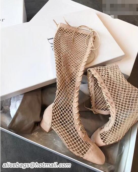 Super Dior Naughtily-D Laces Mesh Full Length Boots CD2309 Nude 2019