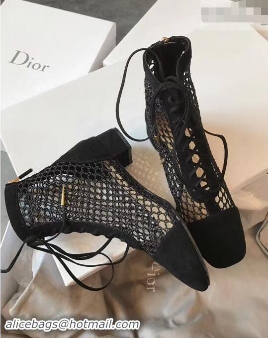 Youthful Dior Naughtily-D Laces Mesh Ankle Boots CD2311 Black 2019