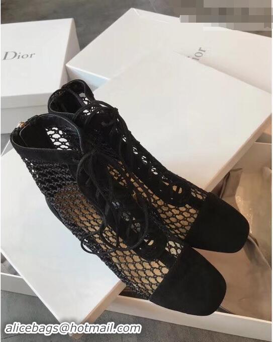 Youthful Dior Naughtily-D Laces Mesh Ankle Boots CD2311 Black 2019