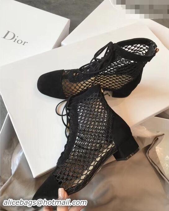 Youthful Dior Naughtily-D Laces Mesh Ankle Boots CD2311 Black 2019