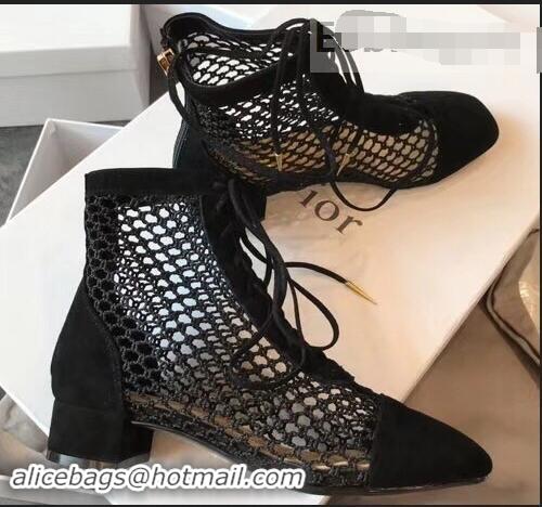 Youthful Dior Naughtily-D Laces Mesh Ankle Boots CD2311 Black 2019