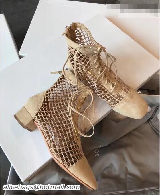 Low Cost Dior Naughtily-D Laces Mesh Ankle Boots CD2311 Nude 2019