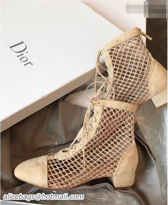 Low Cost Dior Naughtily-D Laces Mesh Ankle Boots CD2311 Nude 2019