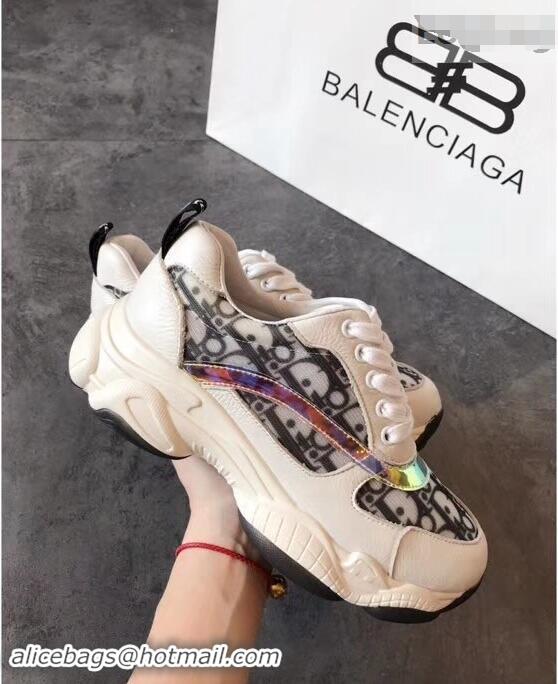 Luxurious Dior Oblique Technical Canvas and PVC Sneakers CD2313 White 2019