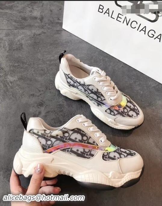 Luxurious Dior Oblique Technical Canvas and PVC Sneakers CD2313 White 2019