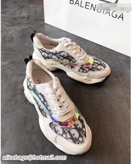 Luxurious Dior Oblique Technical Canvas and PVC Sneakers CD2313 White 2019