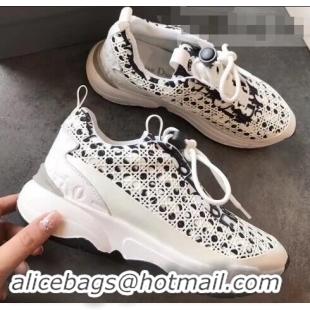 Cheapest Dior White Oblique Technical Canvas Cannage B24 Sneakers CD2319 2019