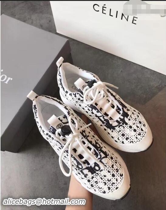 Cheapest Dior White Oblique Technical Canvas Cannage B24 Sneakers CD2319 2019