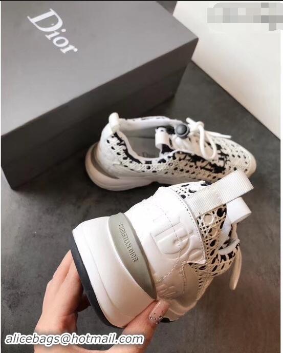 Cheapest Dior White Oblique Technical Canvas Cannage B24 Sneakers CD2319 2019