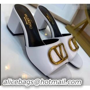 Trendy Design Valentino Heel Slip-On Slide Sandals VS2301 White With Go Logo Detail 2019