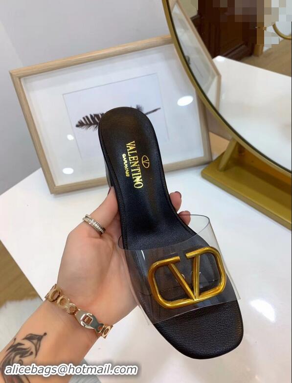 Good Looking Valentino Heel Slip-On Slide Sandals Clear PVC With Go Logo Detail VS2304 2019