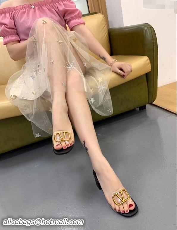 Good Looking Valentino Heel Slip-On Slide Sandals Clear PVC With Go Logo Detail VS2304 2019