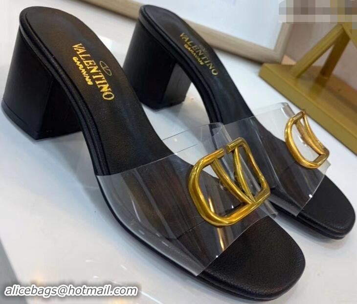 Good Looking Valentino Heel Slip-On Slide Sandals Clear PVC With Go Logo Detail VS2304 2019