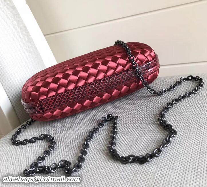 Grade Quality Bottega Veneta Intrecciato Chain Knot Clutch Bag B402922 Red 2019