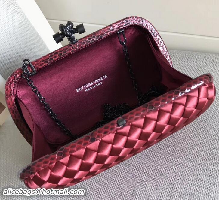 Grade Quality Bottega Veneta Intrecciato Chain Knot Clutch Bag B402922 Red 2019