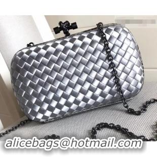 Low Cost Bottega Veneta Intrecciato Chain Knot Clutch Bag B402922 Silver 2019