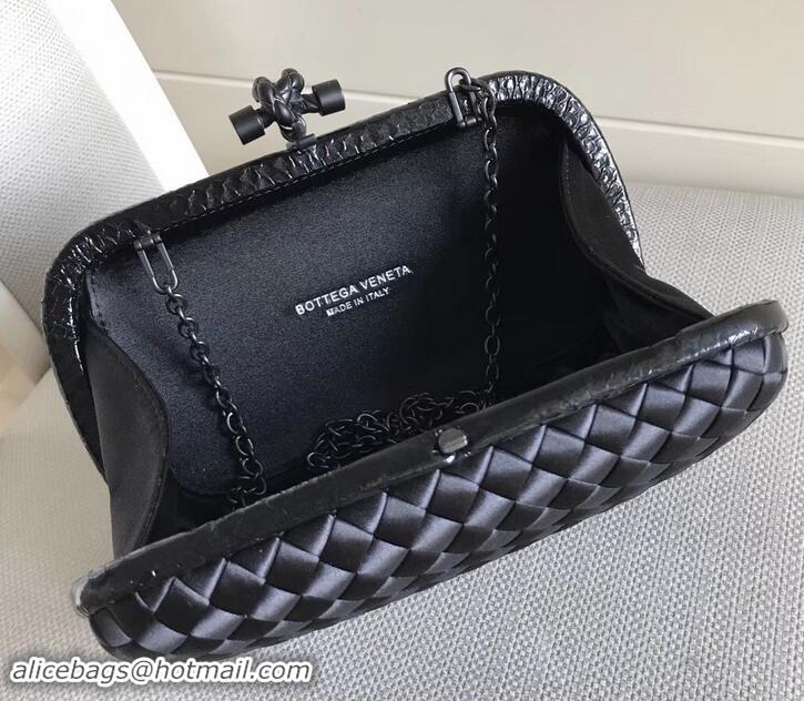 Luxury Bottega Veneta Intrecciato Chain Knot Clutch Bag B402922 Black 2019