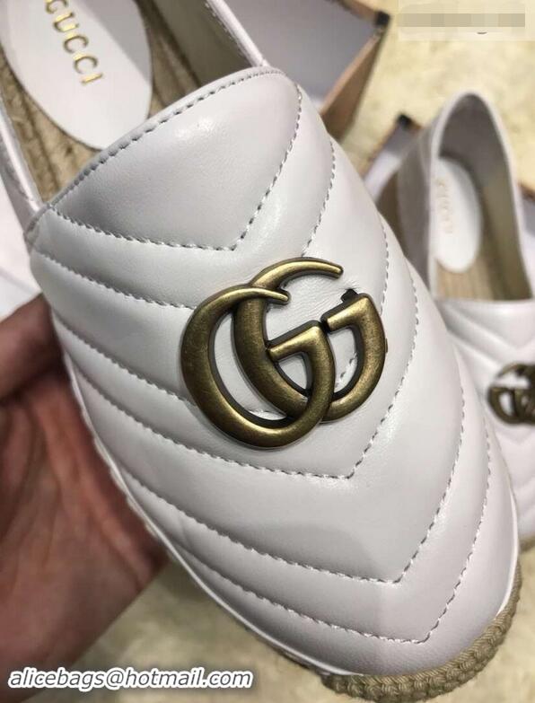 Buy New Gucci Leather Platform Espadrilles G12402 White With Double G 2019