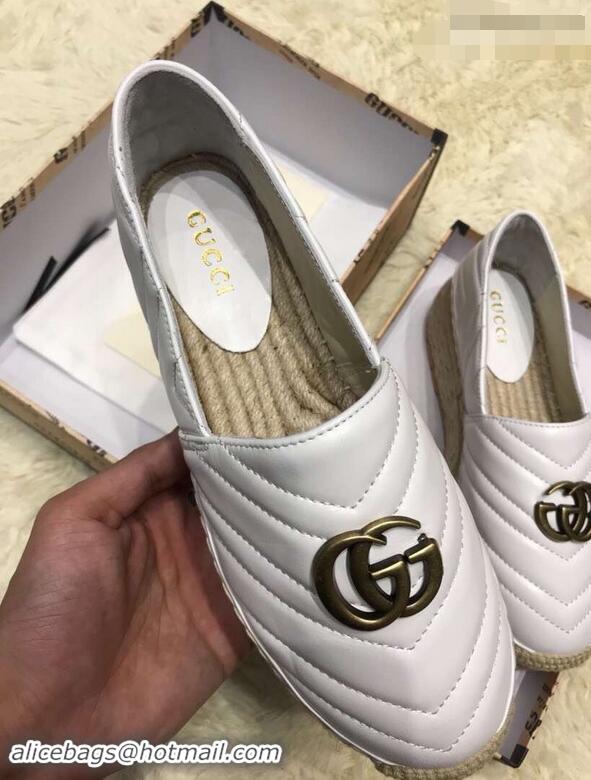 Buy New Gucci Leather Platform Espadrilles G12402 White With Double G 2019