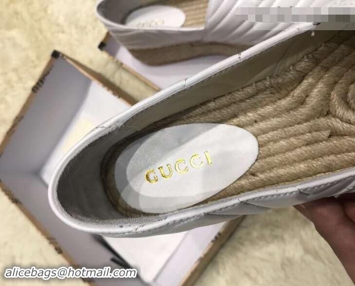 Buy New Gucci Leather Platform Espadrilles G12402 White With Double G 2019