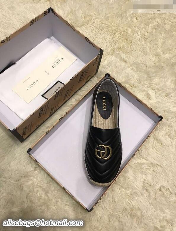 Fashion Luxury Gucci Leather Espadrilles With Double G 551890 Black 2019