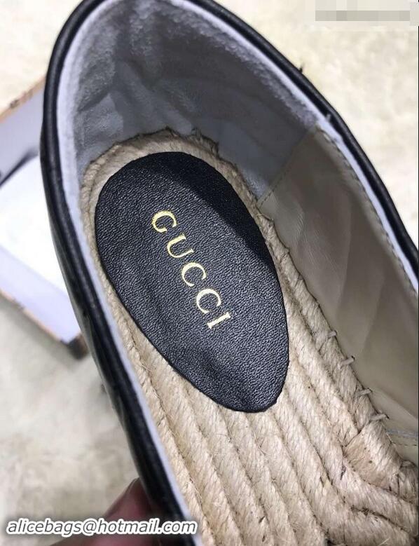 Fashion Luxury Gucci Leather Espadrilles With Double G 551890 Black 2019