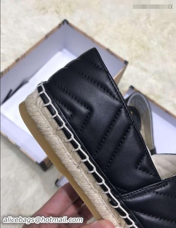 Fashion Luxury Gucci Leather Espadrilles With Double G 551890 Black 2019