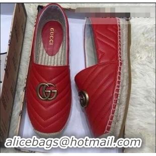 Stylish Gucci Leather Espadrilles With Double G 551890 Red 2019