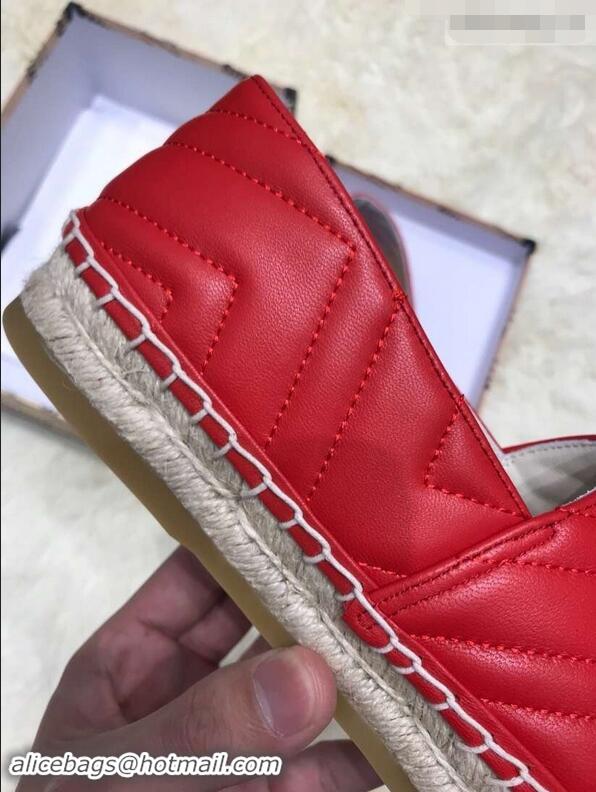 Stylish Gucci Leather Espadrilles With Double G 551890 Red 2019