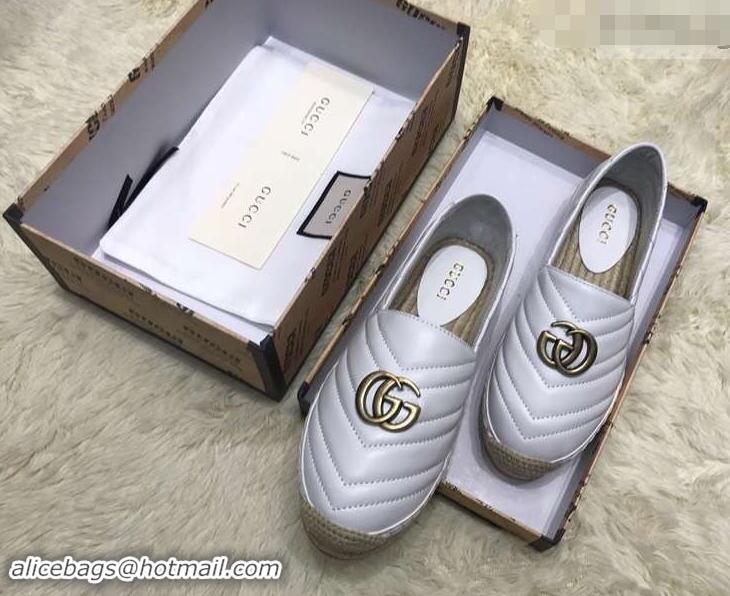 Shop Cheap Gucci Leather Espadrilles With Double G 551890 White 2019