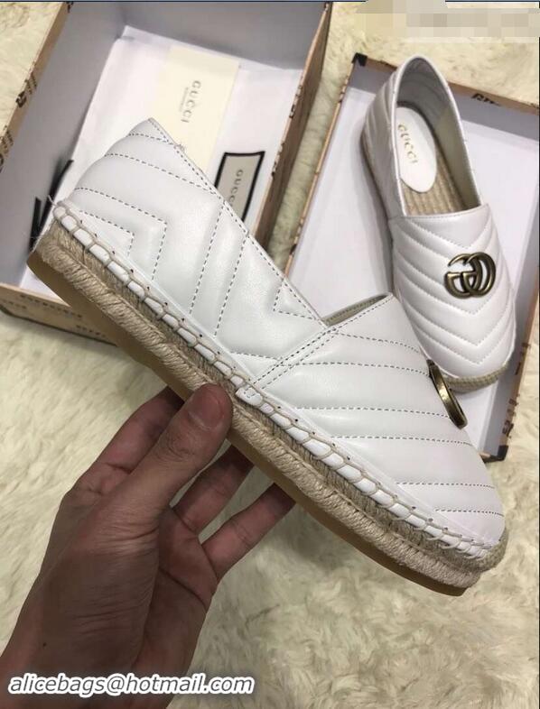 Shop Cheap Gucci Leather Espadrilles With Double G 551890 White 2019