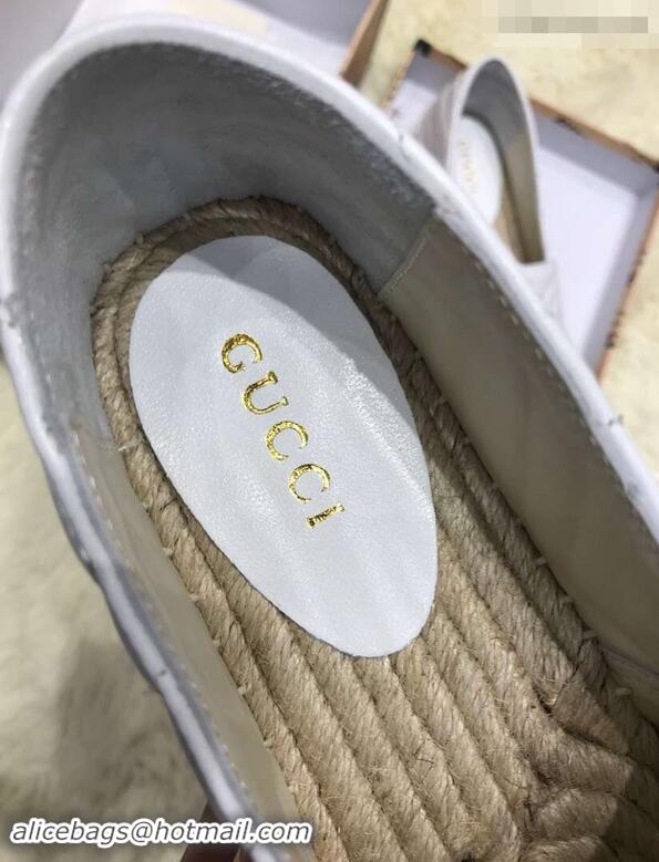 Shop Cheap Gucci Leather Espadrilles With Double G 551890 White 2019