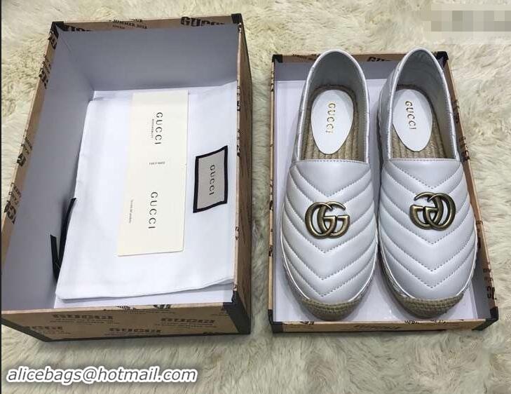 Shop Cheap Gucci Leather Espadrilles With Double G 551890 White 2019