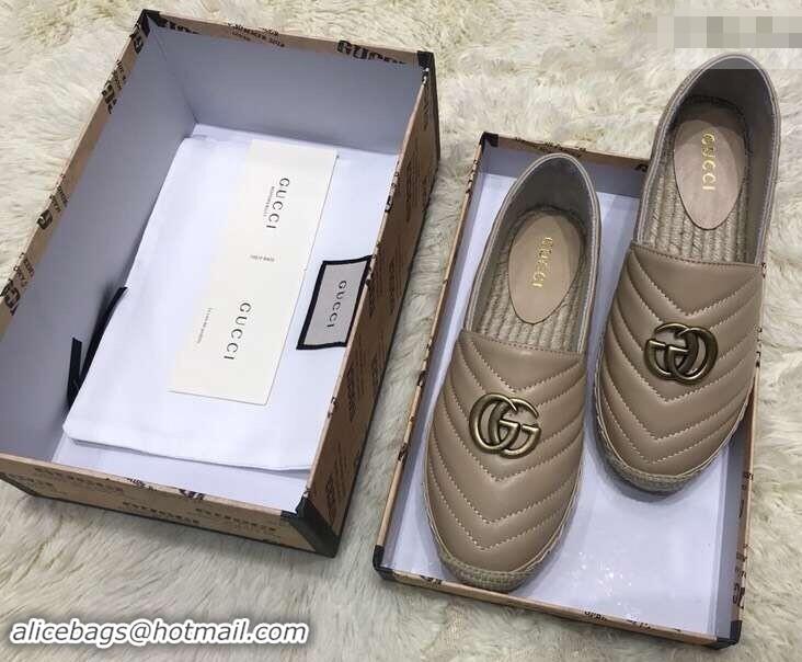 Generous Gucci Leather Espadrilles With Double G 551890 Nude 2019