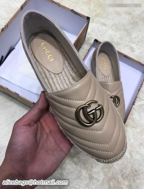 Generous Gucci Leather Espadrilles With Double G 551890 Nude 2019