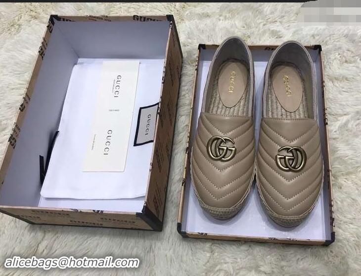 Generous Gucci Leather Espadrilles With Double G 551890 Nude 2019