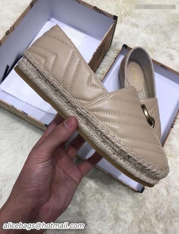 Generous Gucci Leather Espadrilles With Double G 551890 Nude 2019