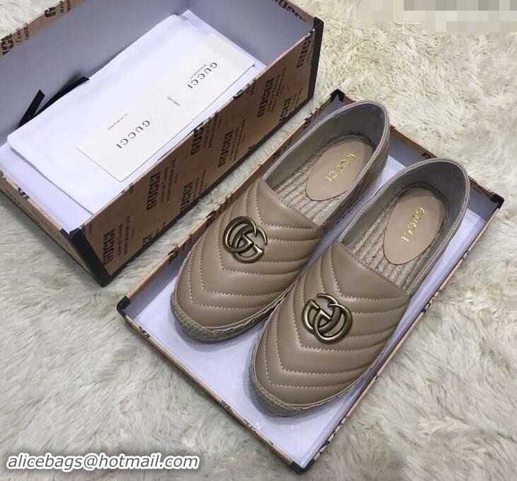 Generous Gucci Leather Espadrilles With Double G 551890 Nude 2019