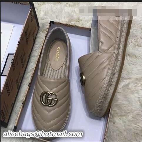 Generous Gucci Leather Espadrilles With Double G 551890 Nude 2019