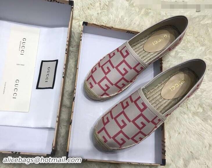 Leisure Gucci Canvas G Logo Espadrilles 12409 Creamy/Red 2019