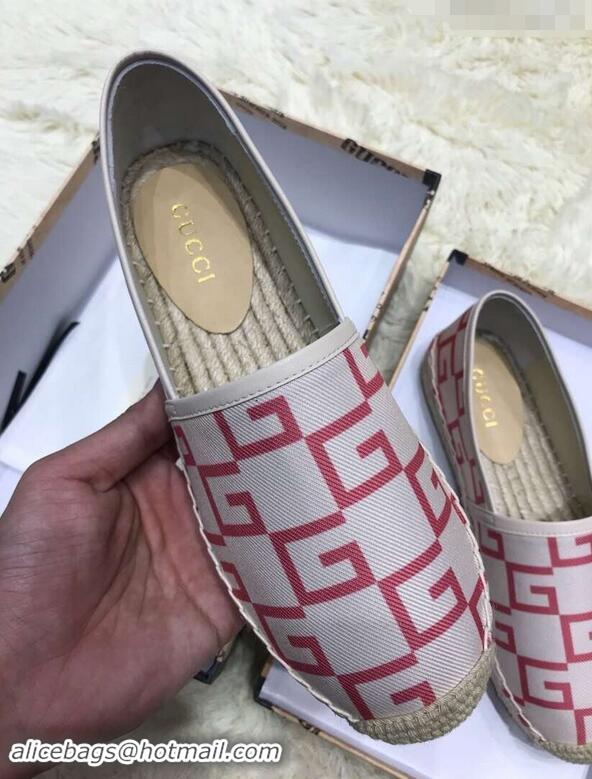 Leisure Gucci Canvas G Logo Espadrilles 12409 Creamy/Red 2019