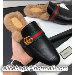 Reproduction Gucci men's Princetown leather slipper with double g 469950