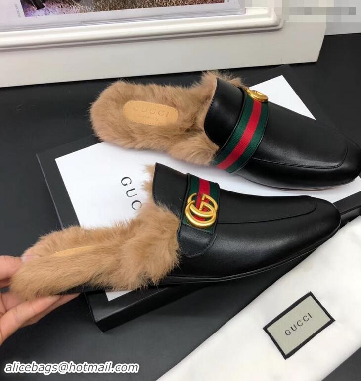 Reproduction Gucci men's Princetown leather slipper with double g 469950