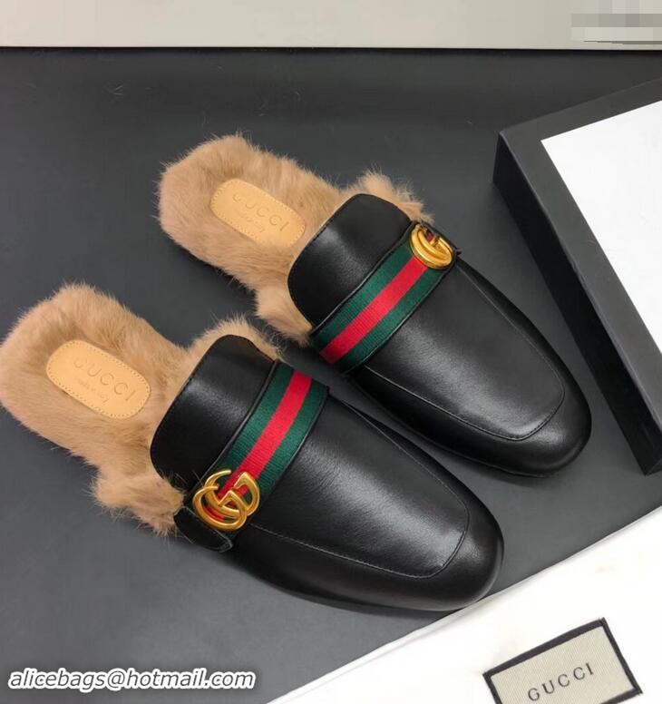 Reproduction Gucci men's Princetown leather slipper with double g 469950