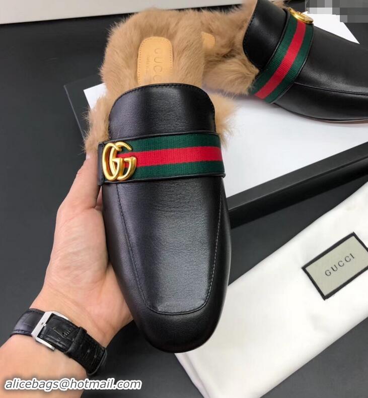 Reproduction Gucci men's Princetown leather slipper with double g 469950