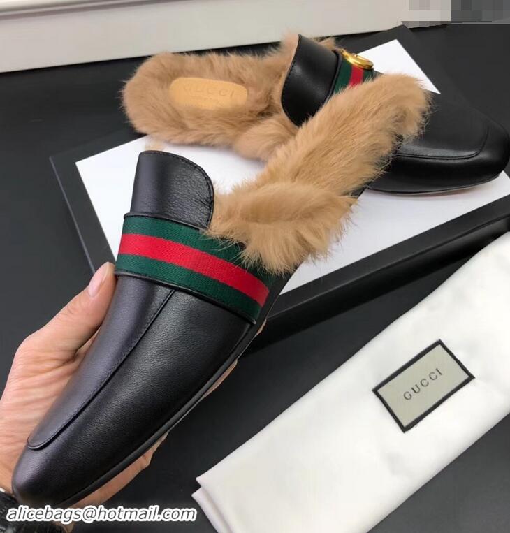 Reproduction Gucci men's Princetown leather slipper with double g 469950