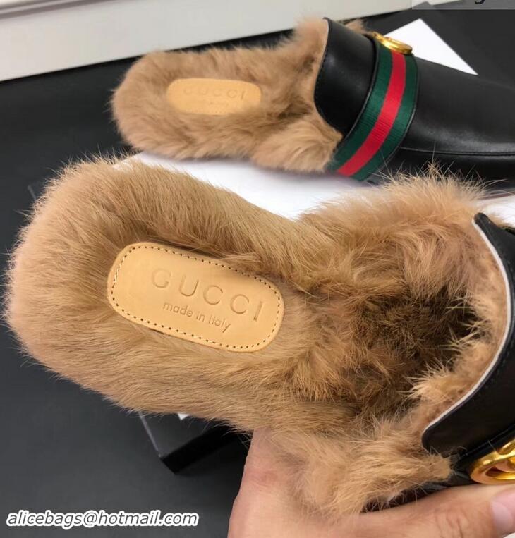 Reproduction Gucci men's Princetown leather slipper with double g 469950